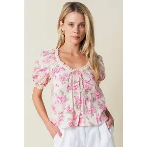 Pink Palm 100% Cotton Top