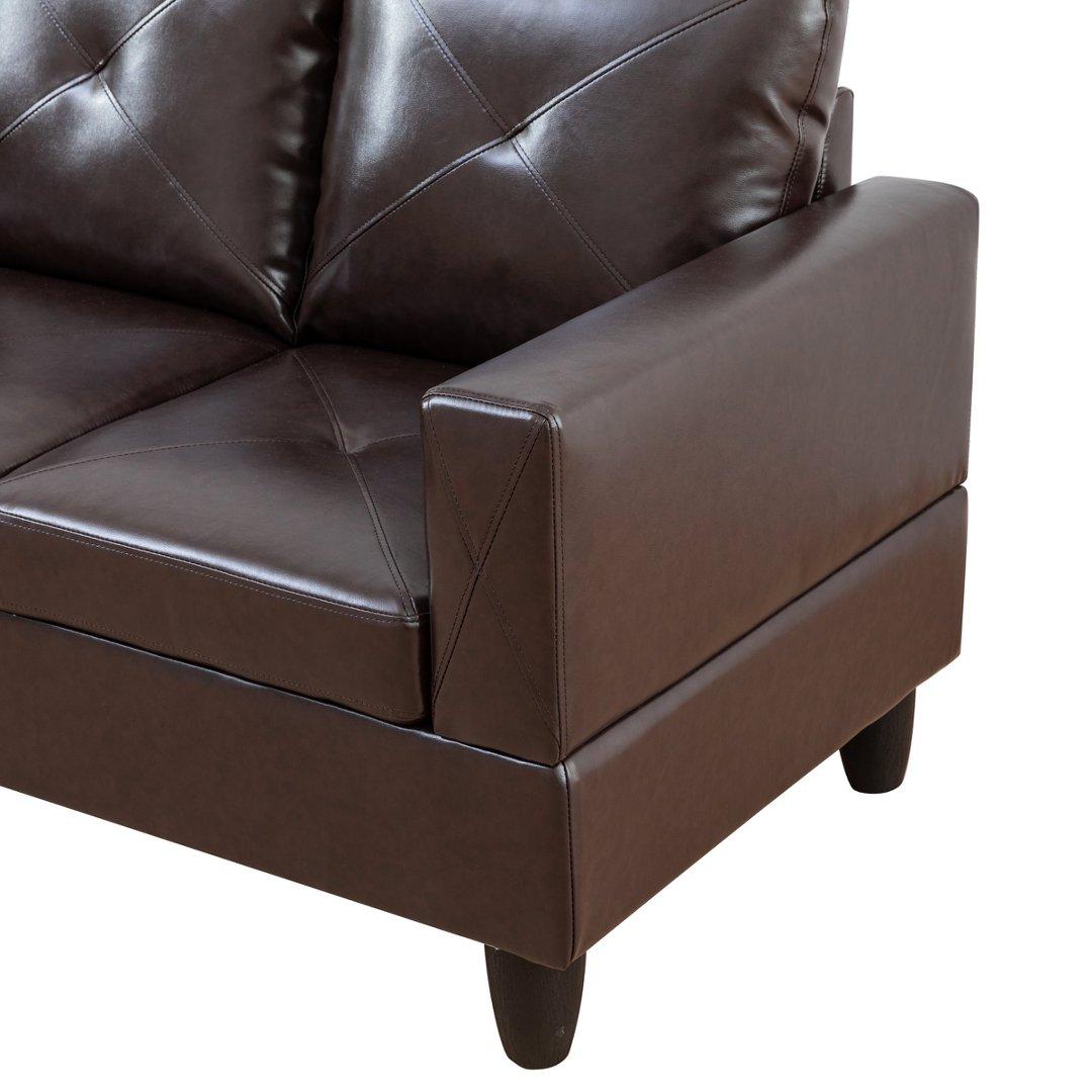 Brown Faux Leather 3-Piece Couch Living Room Sofa Set