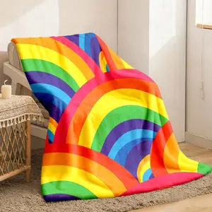 2026 New Arrivals 1pc Extra Large  Rainbow Throw Blanket Soft Flannel AllSeason Couch & Bedspread Machine Washable Large Blanket (50x60 Inches) Vintage Rainbow Colors Perfect for Living Room, Bedroom
