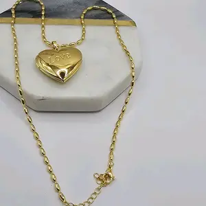 LOVE heart beautiful locket necklace gold-plated 18 to 20"inches
