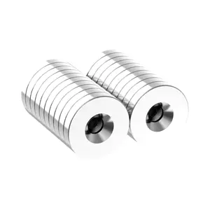 Powerful N42 Neodymium Mounting Magnet - 3/4" D x 1/8" H - 20 Pack with # 8 Screw Countersunk Hole, Strong Rare Earth Ring Magnets for Tool, Craft and Cabinet, Strong Countersunk Magnets