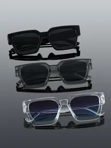 3-Pack Unisex Classic Square Sunglasses Lightweight Durable Sunglasses for Daily Travel, Stylish and Versatile Eyewear Suitable for All Occasions