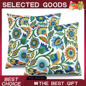 2 Pack Outdoor Throw Pillows, Waterproof & Fade-Resistant Patio Cushions for Garden, Porch, Poolside Furniture - Soft & Comfortable Drative   (18x18 Inch, RHOMBUSBEIGE Fabrics)