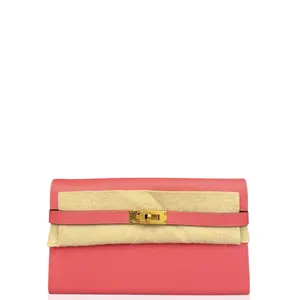 Pre-owned HERMÈS Leather small leather goods Hermes Kelly Longue Wallet Epsom 8W Rose Azalee (mg032226a8)