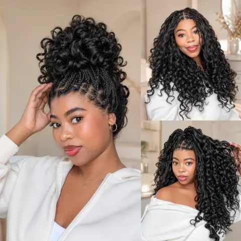 [New Arrival] Teslal Hair Boho Braids Water Wave Wig 13x5 Frontal Lace Wig Pre-Cut Glueless Wig Summer Braids Salon-Quality Super Natural Scalp Beginner Friendly