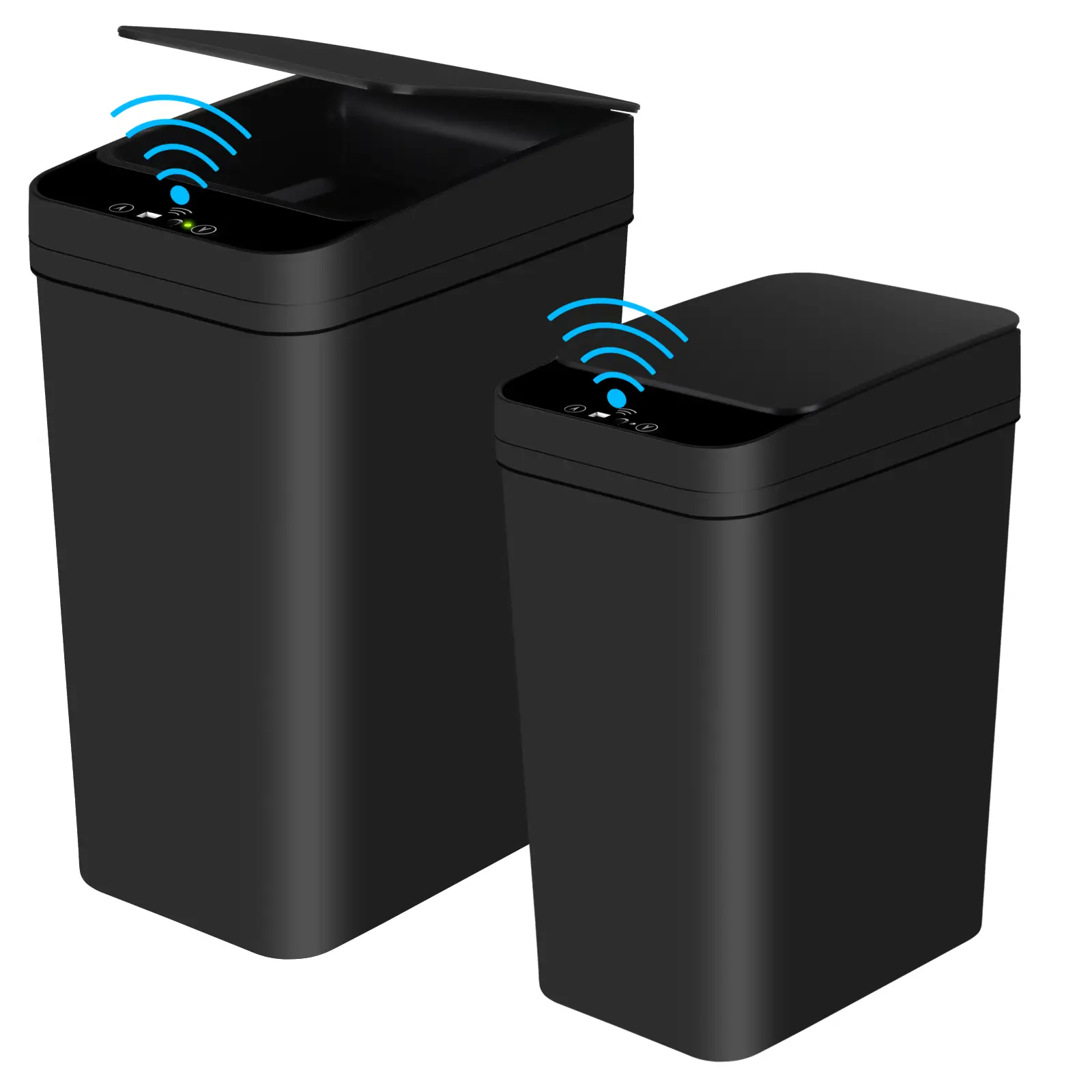 2 Pack 4 Gallon and 2.2 Gallon Bathroom Automatic Trash Can Touchless Smart Motion Sensor Garbage Can with Lids Small Narrow Electric Garbage Bin for