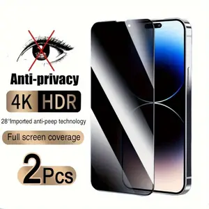 2-Pack Privacy Display Screen Protector with Full Cover Tempered Glass Film Compatible with iPhone 16 15 14 13 12 11 Pro Max 15 14 Plus, Accessories