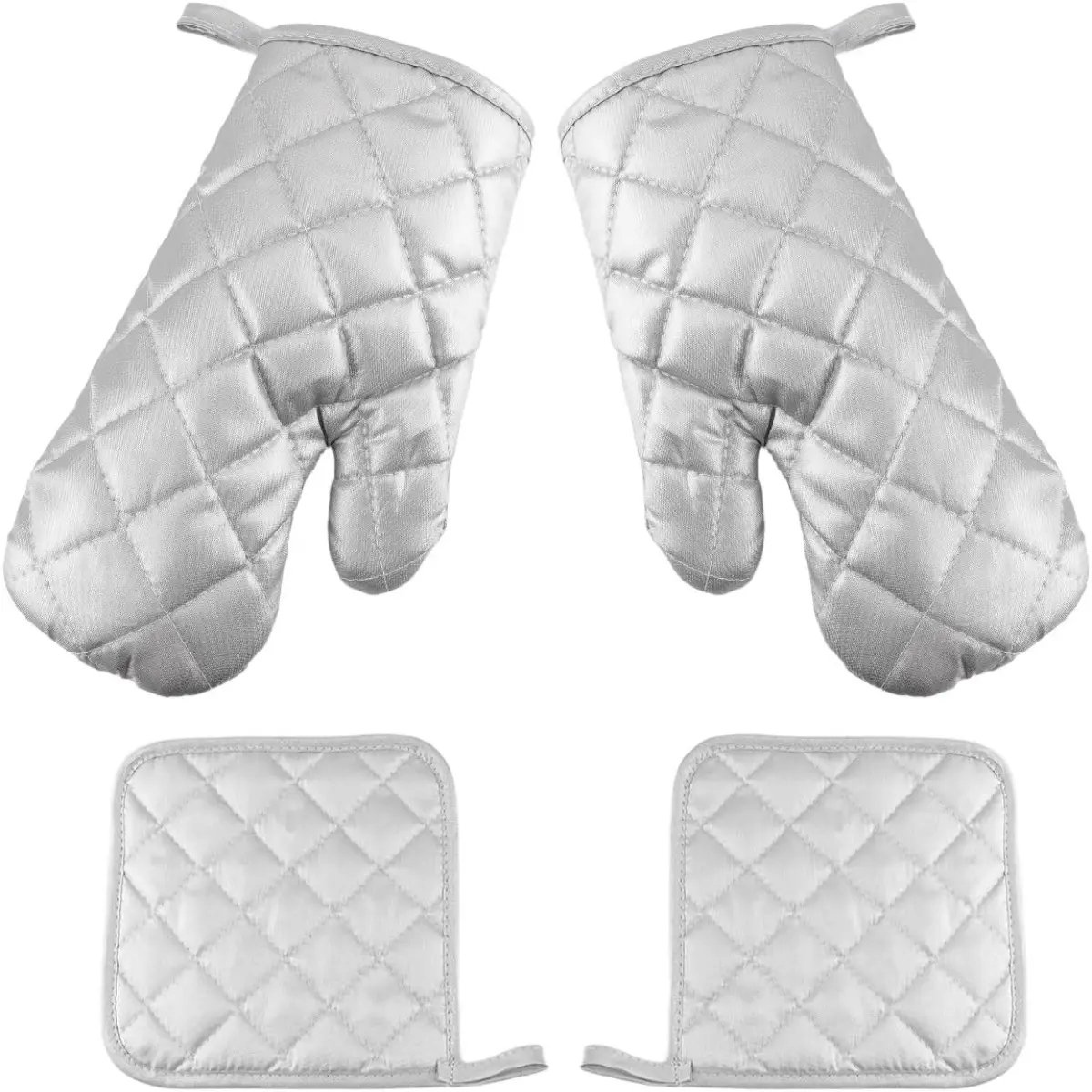 4Pcs Heat-Resistant Gloves Set with Heat-Resistant Pad, High-Temperature Microwave Oven Gloves, Kitchen Gloves, Durable, Suitable for Baking, Cooking, and Grilling
