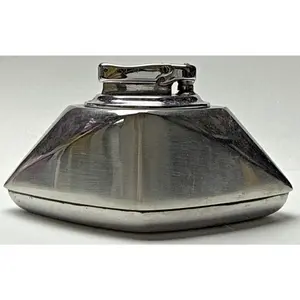 Art Deco Colibri Mono Gas Chrome Stainless Steel Geometric Table Lighter As-Is