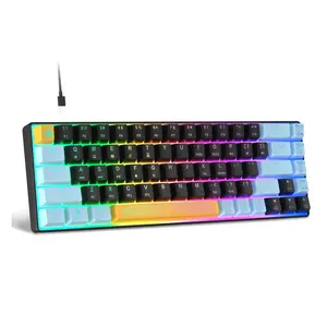 MANBASNAKE MK14 60% Mechanical Gaming Keyboard, Compact 68 Keys Mini Wired Office Keyboard, Anti-ghosting Mechanical Brown Switches RGB Gaming Keyboard for Laptop/PC Gamer