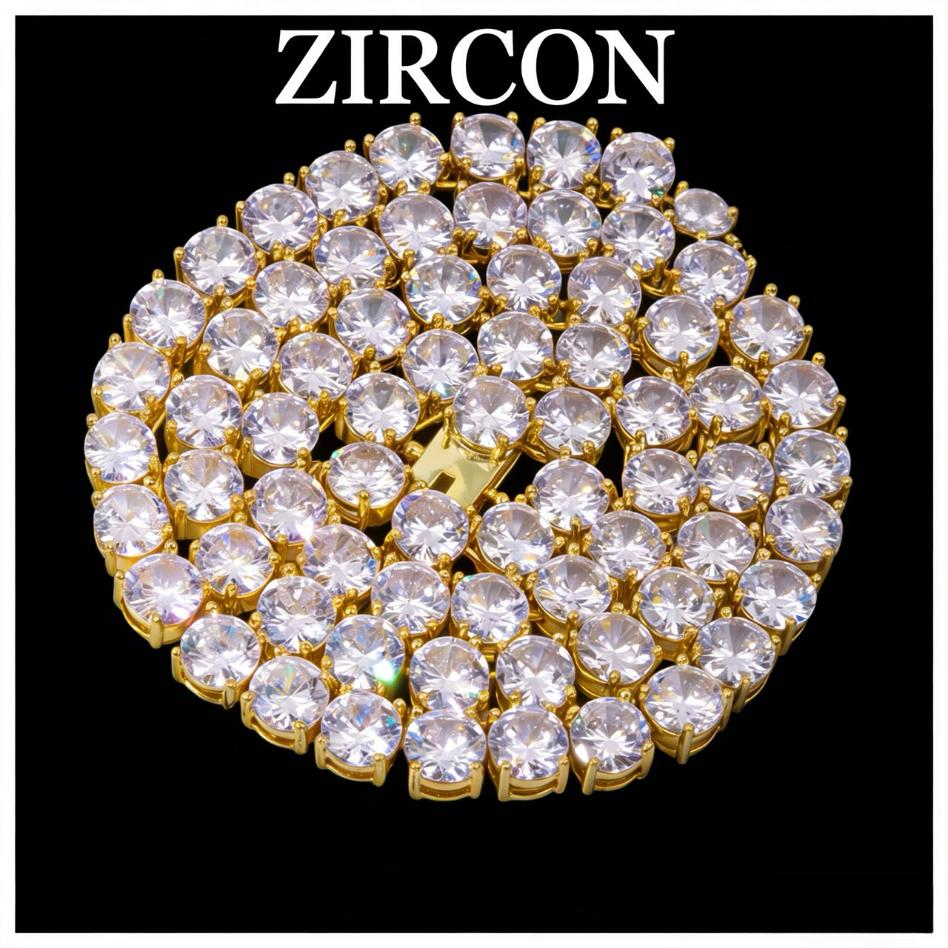 14k gold-plated 6mm European and American hip-hop style diamond tennis necklace, a fashion jewelry for boys and girls, casual and versatile, luxury items