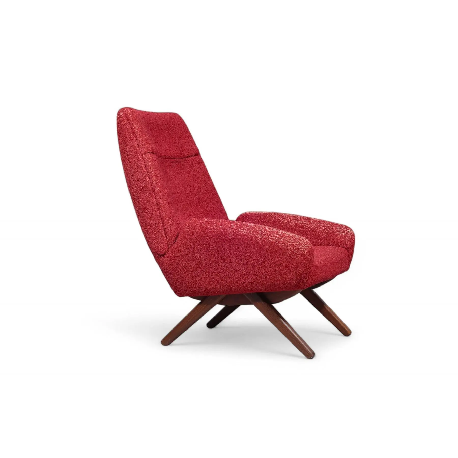 DANISH MODERN HIGHBACK LOUNGE CHAIR WITH SCISSOR LEG BASE