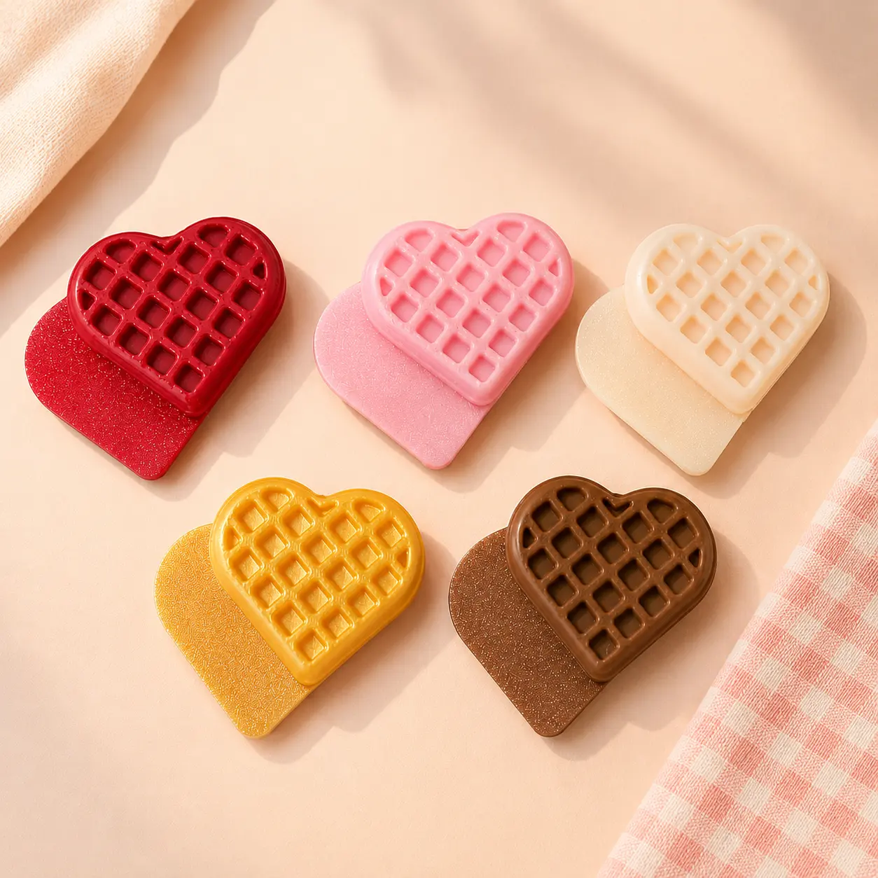 Waffle Heart 3D Printed Fidget Slider, PLA Plastic Fidget Toy for 12+ Years, Quiet Desk Sensory Tool, ASMR Stress Relief Gift, Pick Your Flavor 3D Printed Stuff for Hand Relaxation calm anxiety kid