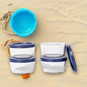 Dura Living,8pc,7oz,Glass Storage,Blue,Trending Kitchen Essential,TikTok Hot Sale,Glass Containers for Meal Prep