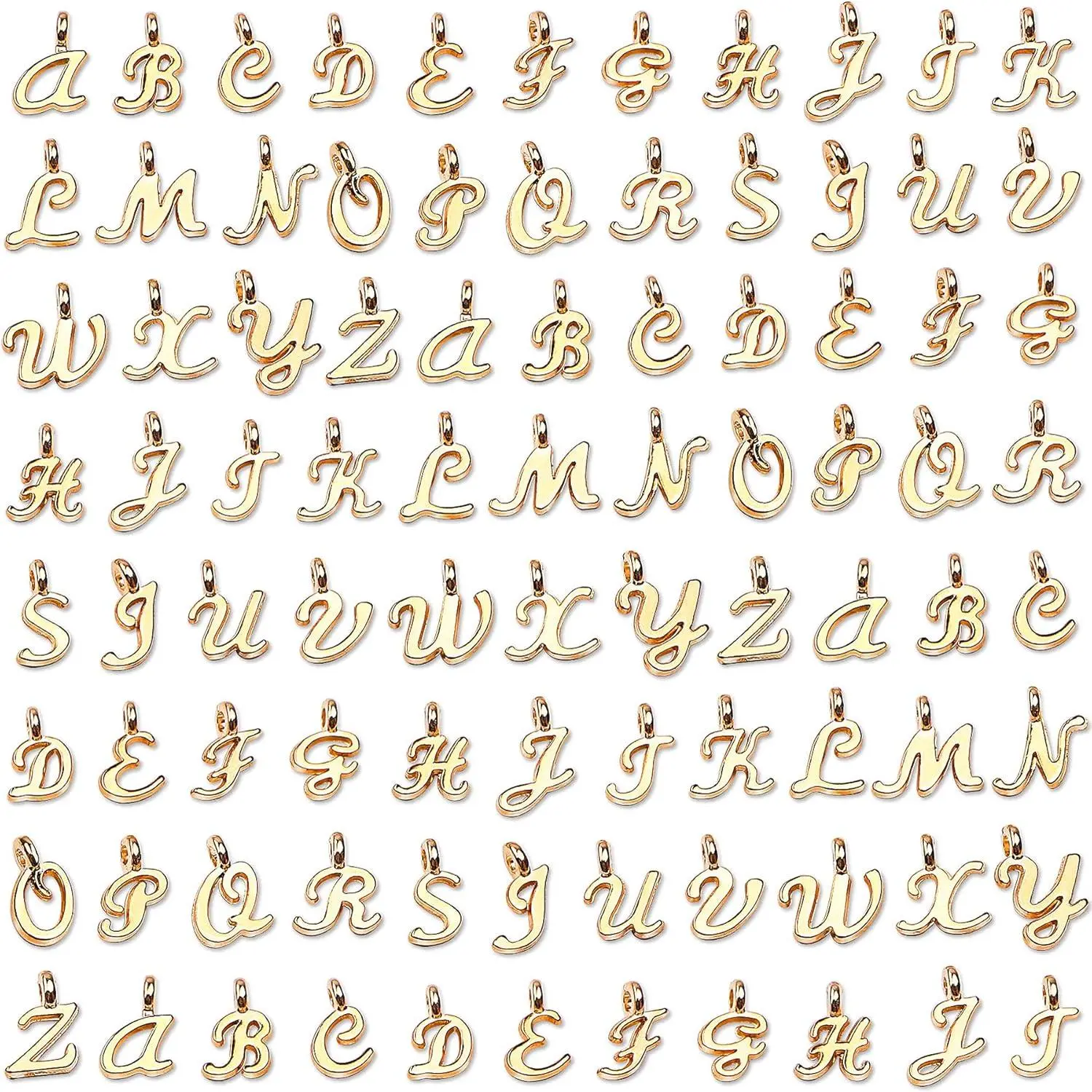 X-BY68 156Pcs/6 Sets Letter Charms for Jewelry Making, A-Z Capital Alphabet Enamel Initial Letter Charms with 200Pcs Open Jump Rings for Bracelet Earrings Necklace