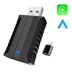 2-in-1  Wireless Carplay Adapter For Apple iPhone 10+ & Android 11+, Car Play Adapter Used to Convert Wired Connections Into Wireless Connections, USB Dongle Connection for Android Auto Plug and Play No Latency (BlACK)