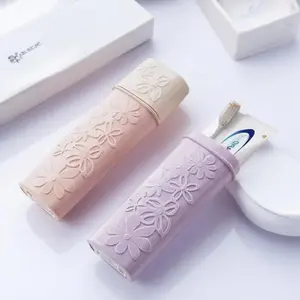 Portable Toothbrush Storage Box, 1 Count Foldable Toothbrush Cup with Toothpaste Holder, Toothbrush Holder for Home & Travel, Toothbrush Protector, Dustproof Toothbrush Holders, Bottles
