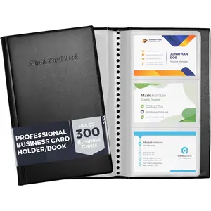 Professional Business Card Holder/Book with Black Cover, Holds 300 Business Cards