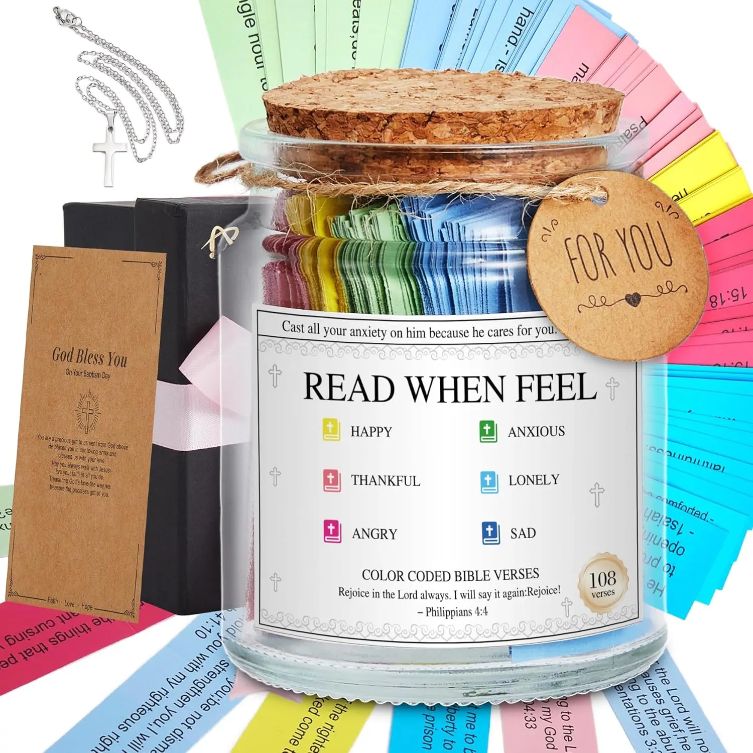Verse Jar,Read Me When  Verses Jar for Emotions and Feelings,Christian  For Women and Men,Birthday Gifts for Women,Graduation Gifts,  For Mom and Father
