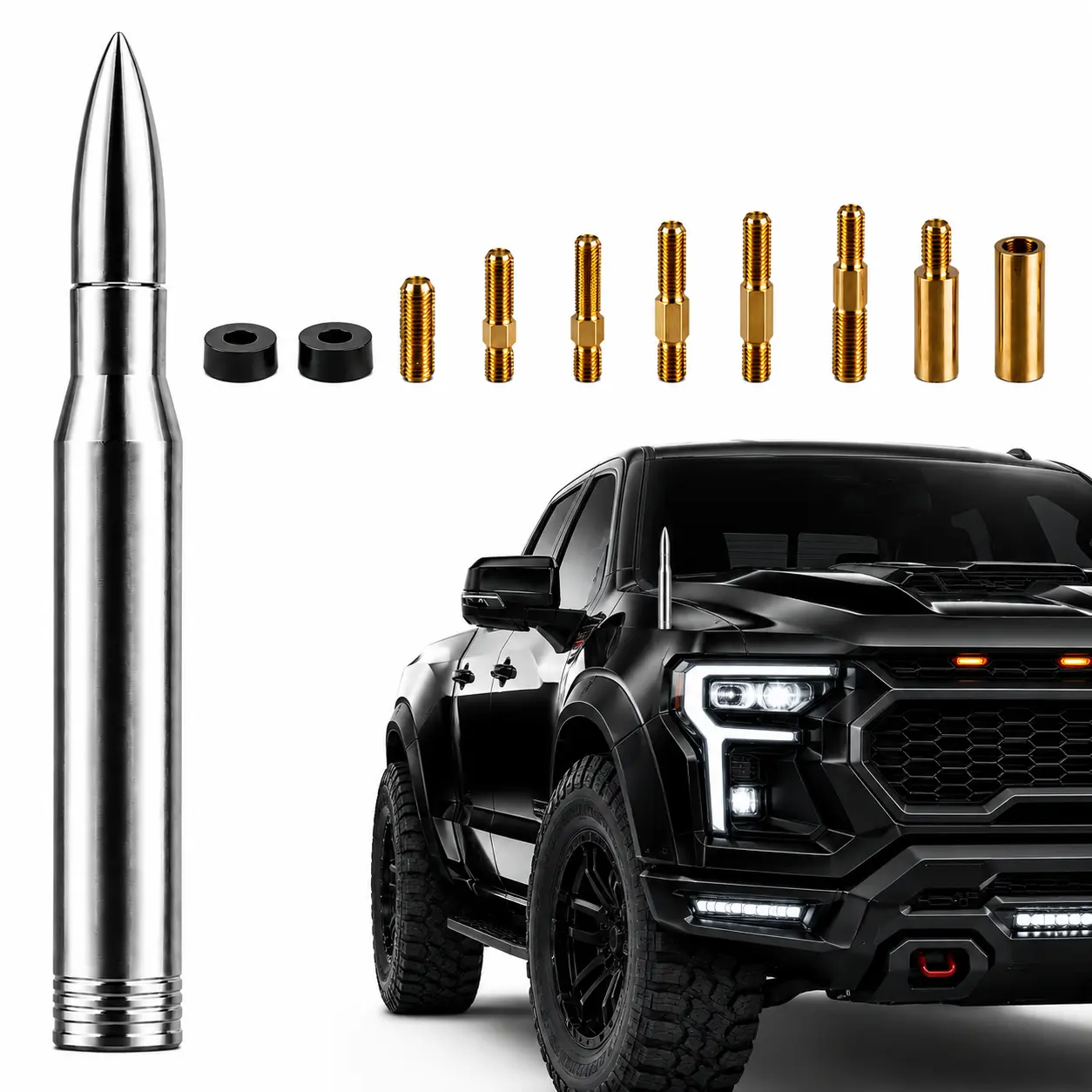 5.5 Inches Windproof Bullet Antenna Replacement Kit, Tool-Free Install Car Accessories & Trucks Accessories, Compatible with Select Ford F-150/F-250/F-350, Dodge Ram 1500/2500/3500, Chevy Silverado & GMC Trucks