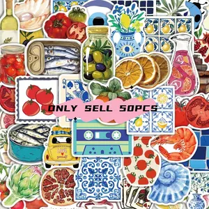 Vintage Oil Painting Series Sticker, 50pcs/set Retro Food Pattern Decorative Sticker, DIY Decals for Water Bottle, Laptop, Phone Case, Screen Protector, Phone Decoration