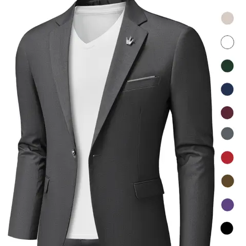 YND Men's One Button Slim Fit Blazer, Casual Lightweight Suit Daily Jacket Coat,business / wedding /  birthday first choice classic coat  formal  jacket，Regular fit business formal solid color long sleeve suit jacket business formal