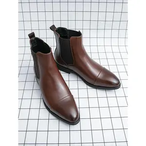 Men's Fashionable Solid Color Chelsea Boots, Casual Comfortable Pointed Toe Ankle Boots for Daily Wear, Male All-match Trend Shoes for Daily Wear, Boy