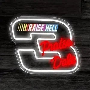 Raise Hell Praise Dale Earnhardt #3 Car Neon Sign – LED Wall Decor for NASCAR Fans  – USB Powered