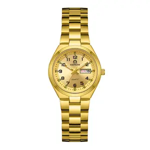 C5023 CAINUOS Gold Fashion Business Wristwatch for Women, Light Luxury Gold Dial Business Style, Calendar & Waterproof, Versatile for Daily Wear watch couple anniversary gift quartz elegant design stylish