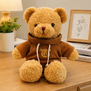 11.8" Teddy Bear Stuffed Animal Cute Teddy Bear with Hoodie Plush Toy for Kids,Brown