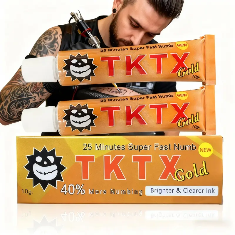 TKTX Golden Numbing Cream - Painless Tattoo Cream-Maximum Strength -Topical Analgesic for 6-8Hours PainRelief -Quick Absorption -Skin Friendly.