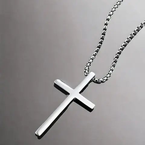 Cross Charm Titanium Steel Pendant Necklace for Men & Women, Stainless Steel Necklace, Hip Hop Fashionable Titanium Steel Jewelry, Classic Fashion Accessories for Daily Wear