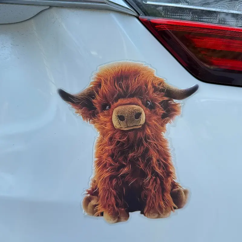 1PC 6-inch Cute Brown Scottish Highland Car Stickers, Universal Car Sticker, Durable Vinyl Decals for Cars, Trucks, Laptops, Windows, Party Decorations, and Farm-themed Decorations for Scottish Cattle Lovers