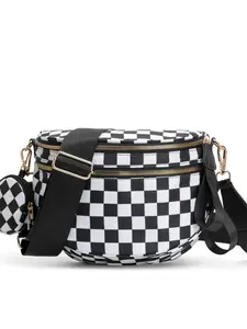 Women's Checkered Nylon Crossbody Bag, Large Capacity Shoulder Bag, Plaid Design, Durable and Fashionable, Perfect for Daily Use
