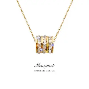 MP Lucky Fortune Barrel Necklace Sparkling Diamond Zircon Charm Pendants Collar Accessories for Women Girls  Stainless Steel Jewelry non tarnish chain everyday artificial gemstone Copper