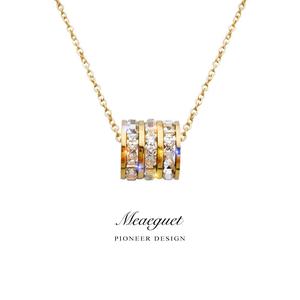 MP Lucky Fortune Barrel Necklace Sparkling Diamond Zircon Charm Pendants Collar Accessories for Women Girls  Stainless Steel Jewelry non tarnish chain everyday artificial gemstone Copper