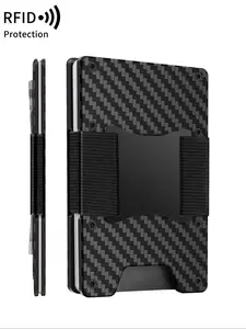Men's Minimalist Carbon Fiber Pattern Card Holder, RFID Blocking Card Holder, Slim Credit Card Holder, Casual Trendy Versatile High-quality Daily Wallet, Business Minimalist Wallet