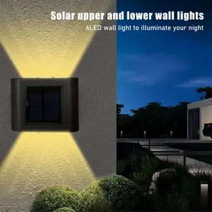 Solar Wall Light Outdoor Dual Warm & Cool, 6led Lantern for Dusk Till Dawn Lighting, Ideal for Patios, Pools, Steps & Fences, Solar Outdoor Lights