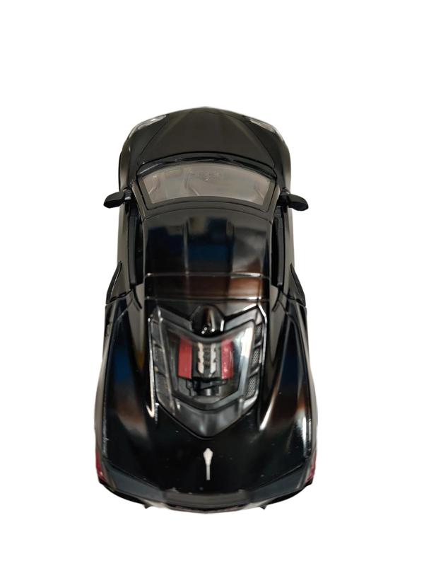 KINSMART 1:36 Scale 2021 Corvette Die-Cast Toy Car with Pull Back Action and Openable Doors, Officially Licensed, Black Color