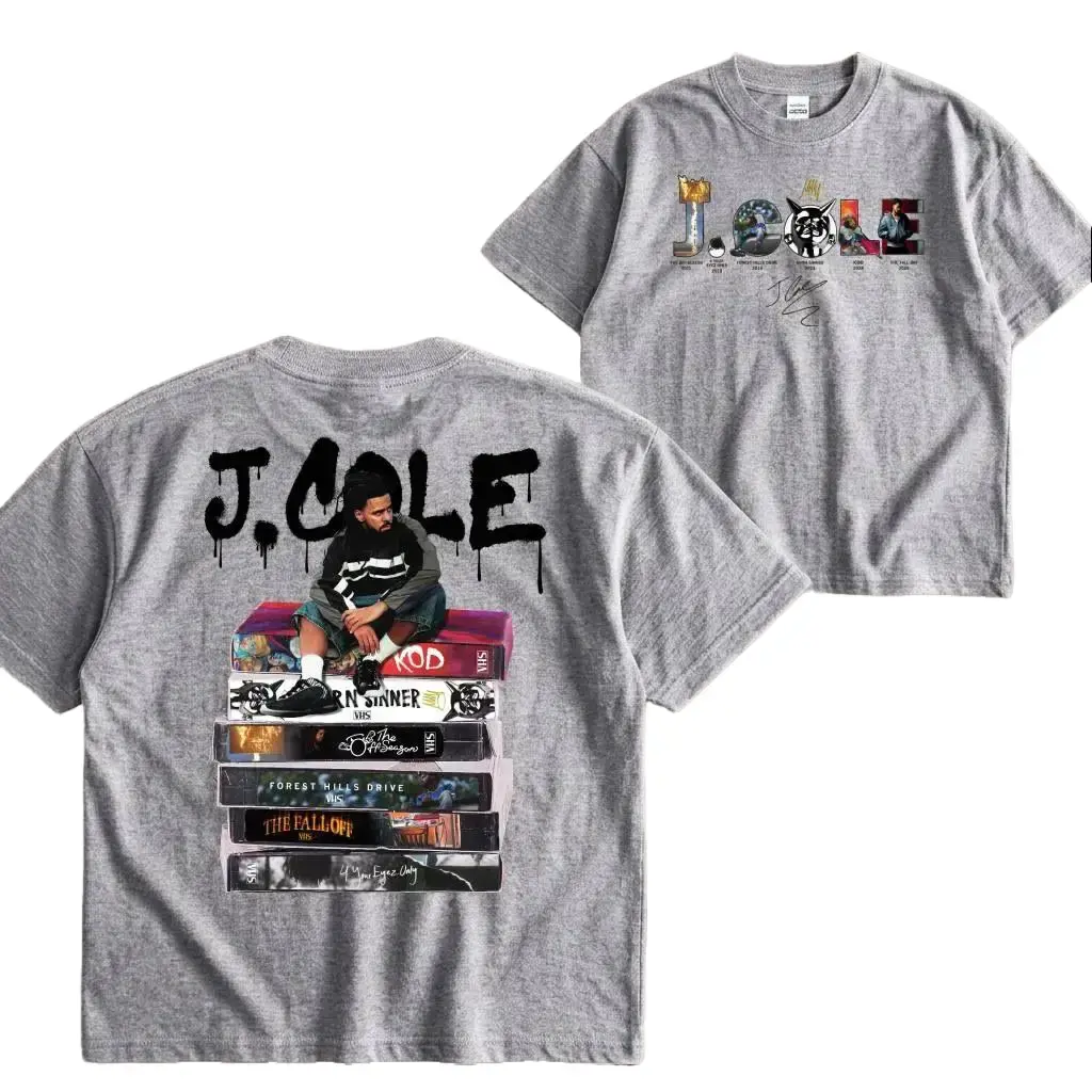 [FREE SHIP] J Cole Full Album T-shirt, J Cole Discography Merch, Vintage Hip Hop Graphic Tee, Rap Music Fan Gift, J Cole Sitting on Albums