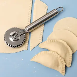 1pc stainless steel fancy roller embossing machine, texture lace cutter, kitchen baking tool, all steel embossing multifunctional lace cutter, stainless steel pastry roller, edge sealing, pie dumpling cutting mold, bi-directional rolling lace cutter