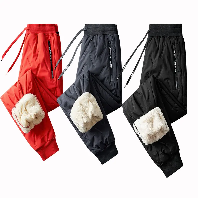 Men's Basic Cold-Proof Windproof Fitted Mid-Waist Casual Street Wear Pants - Thick Woven Solid Color Fabric, Elastic Waist, Secure Pockets, Machine Washable, Size S