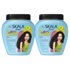 SKALA Mais Cachos 2-in-1 Hair Cream | Conditioner & Leave-In for Curly Hair (3A, 3B, 3C) – 35.2oz Blue