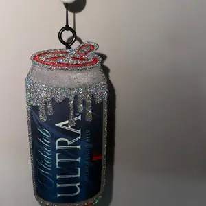 Michelob Ultra Beer Can Shaped Car Freshie - Unique Design with Glitter Accents and Black Cord