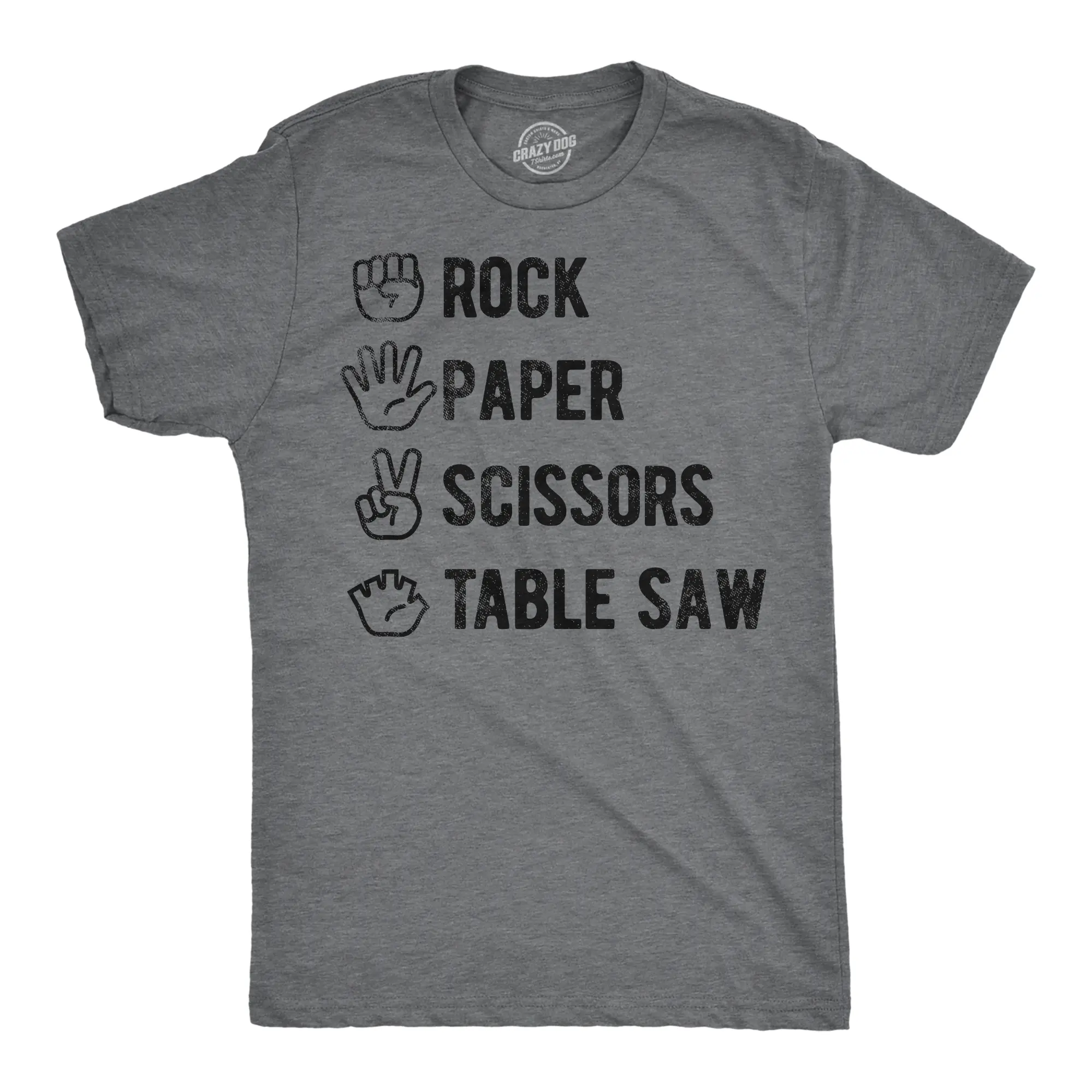 Mens Funny T Shirts Rock Paper Scissors Table Saw Sarcastic Novelty Tee for Men Mens Funny T Shirts Cool Vintage Fashion T-Shirt Gift Classic Menswear Funny Sarcastic Short Sleeve Novelty Tees for Guys Dark Grey