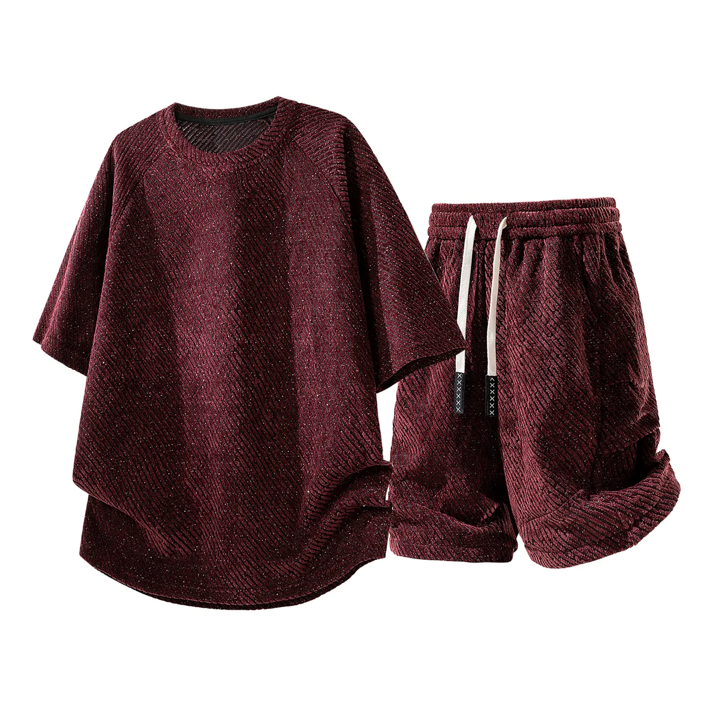 Trendy Men's Oversized  Two Piece Tracksuit Set, Loose Fit Short Sleeve Tee Baggy Cargo Shorts Co Ord Summer Set, Soft Comfy 90s Vintage Streetwear Casual Outfit for Festival Weekend Party Loungewear