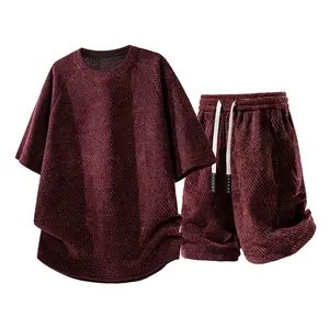 Trendy Men's Oversized  Two Piece Tracksuit Set, Loose Fit Short Sleeve Tee Baggy Cargo Shorts Co Ord Summer Set, Soft Comfy 90s Vintage Streetwear Casual Outfit for Festival Weekend Party Loungewear
