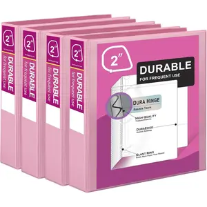 Durable 3 Ring Binder, 2 Inch, Economy 4 Pack, Each Holds 400 Pages, D-Ring Presentation View Binders for Office, School,  ()