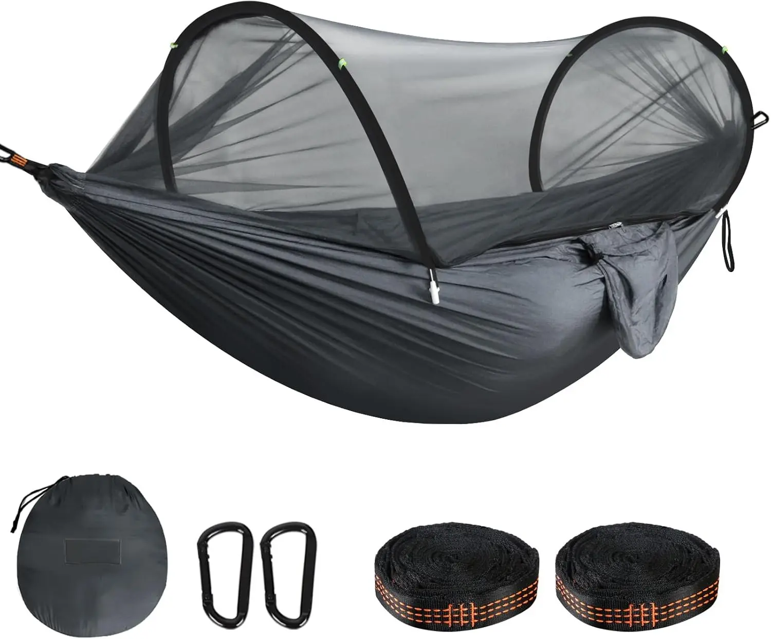 Ultra-Light Travel Camping Hammock Pop-up Net Hammock 660lbs Load Capacity,Breathable,Quick-Drying Parachute Nylon 2  Carabiners,2 Tree Slings Included for Outdoor Backpacking Hiking