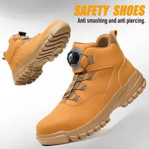 Shenganton Men's Closed Safety Toe Leather Lace-Up Round Toe Work Shoes, Dual-Protection Steel Shield Footwear, All-Seasons Impact-Proof, Nail-Resistant Durable Sole, Construction Site Core Protection,summervibes